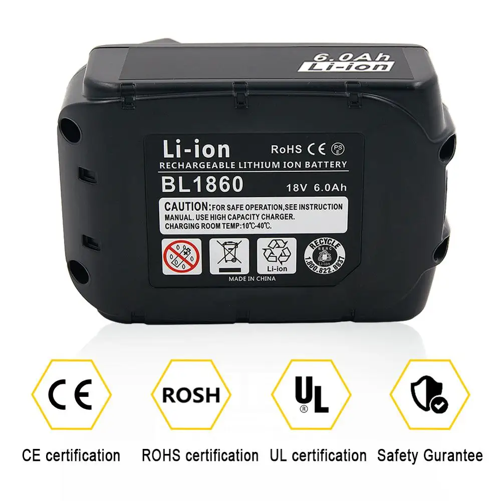 18 в 6AH 6000 мА/ч, BL1860 Перезаряжаемые Li-Ion Батарея Замена для MAKITA BL1850 BL1840 LXT400 DHP458Z Мощность инструмент