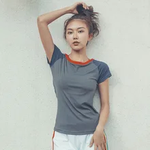 Женские фитнес-футболки с коротким рукавом дышащий спортивный Топ женский эластичный тонкий беговой майка для тренажерного зала для женщин тренировки Y26S6711