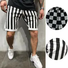 Мужские шорты для тренажерного зала, бега, тренировок, спортивные пляжные шорты в полоску/клеточку, летние шорты
