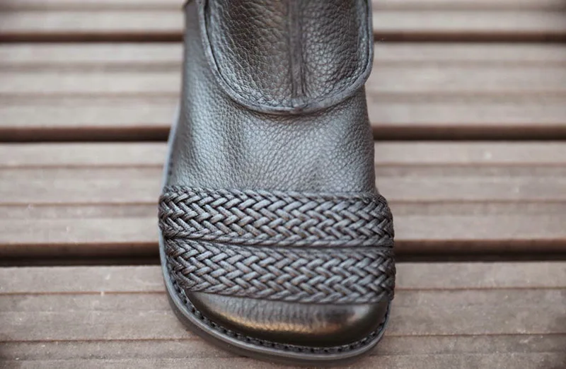 new square head women's shoes, flat-bottomed boots, spring and autumn single boots, leather casual bare boots