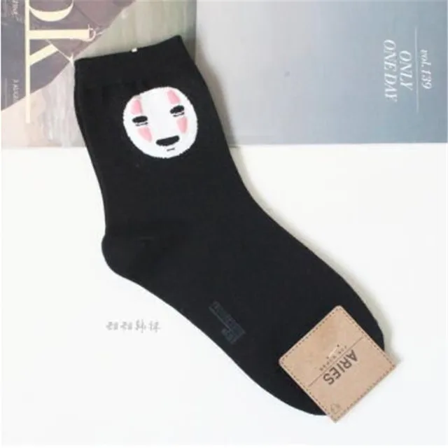 Totoro Sock No face Man Socks Anime Hayao Miyazaki Cartoon Figures Printed Korean Socken Creative Fairydust Cotton Sock 010