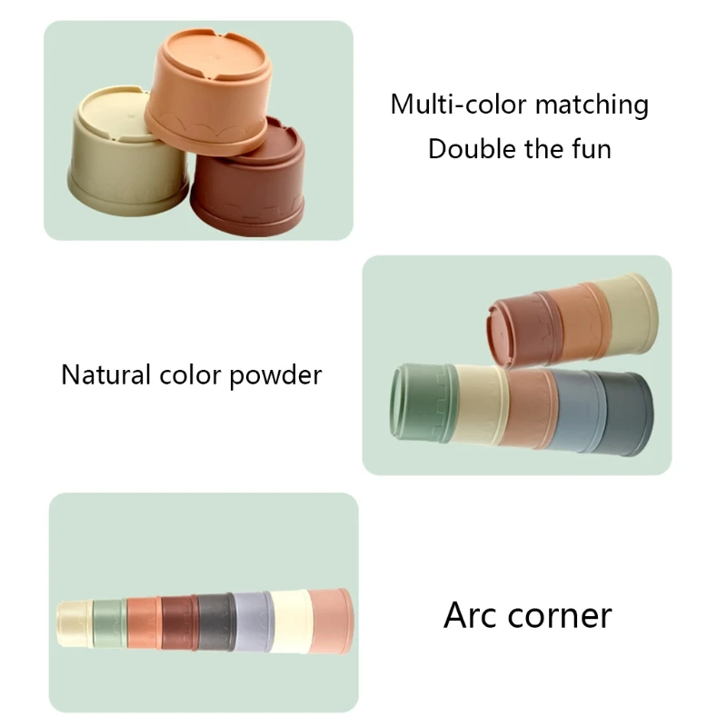 8Pcs/Set Baby Stacking Cup Toys Colorful Infants Toddlers Bath Toys Stack Tower Early Educational Baby Birth Montessori
