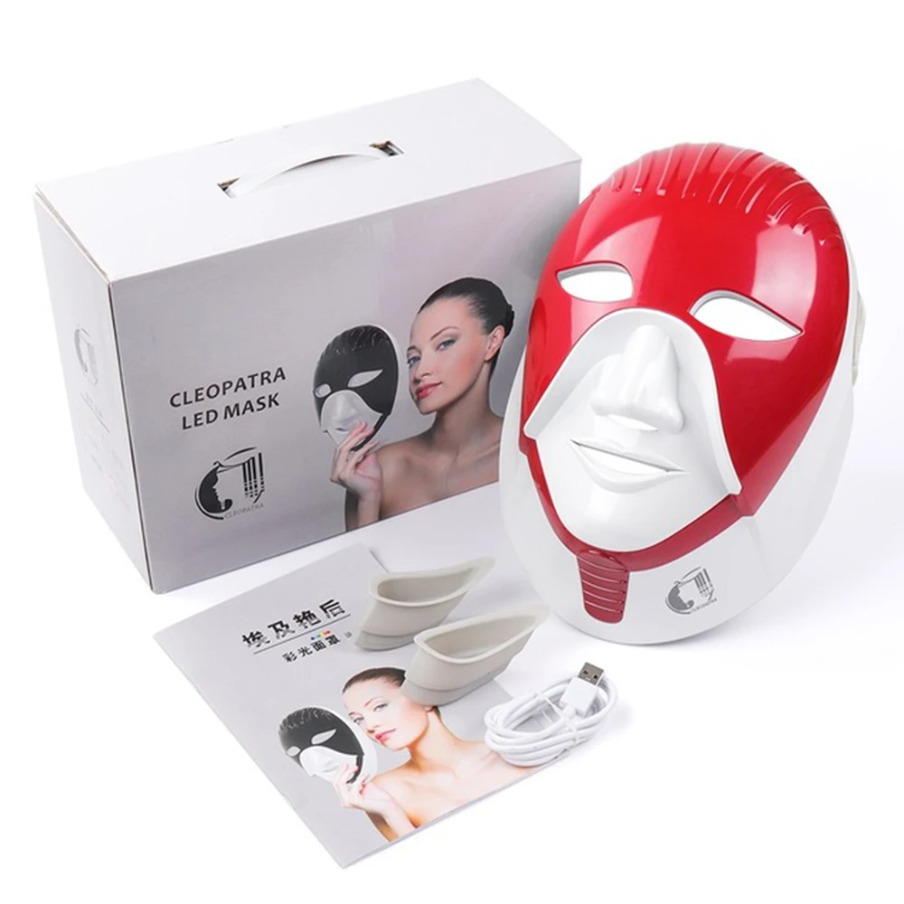  7 Colors Led Mask Face Tightening Rechargeable Led Facial Mask Touch Switch 7 Light Therapy Treatme - 4000329586755