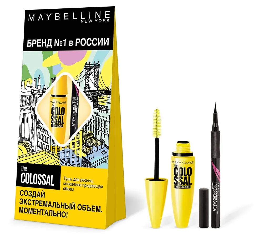 Набор Maybelline New York, тушь Colossal 10,7 мл+ лайнер 1,1мл