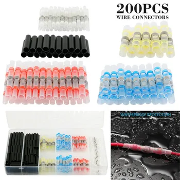 

200pcs/set Durable Solder Seal Connector Waterproof Soldering Butt Connectors Cable Crimp Connectors Heat Shrink Tubing