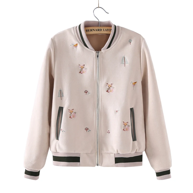 

Embroidery Bomber Jacket Spring Japanese Chic Long Sleeve Basic Coat Women Fashion Baseball Jackets Outerwear Windbreaker Ladies