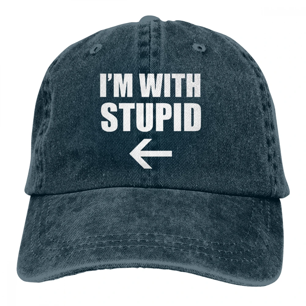 Я с тупым Casquette глубокий Хизер унисекс Мужские Женские джинсовые бейсболка с ремешком кепки Регулируемый Гольф папа шляпа