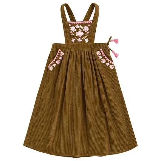 L& M/Коллекция года, брендовые Детские платья новое осенне-зимнее бархатное платье с вышитыми цветами для девочек одежда с длинными рукавами для маленьких детей