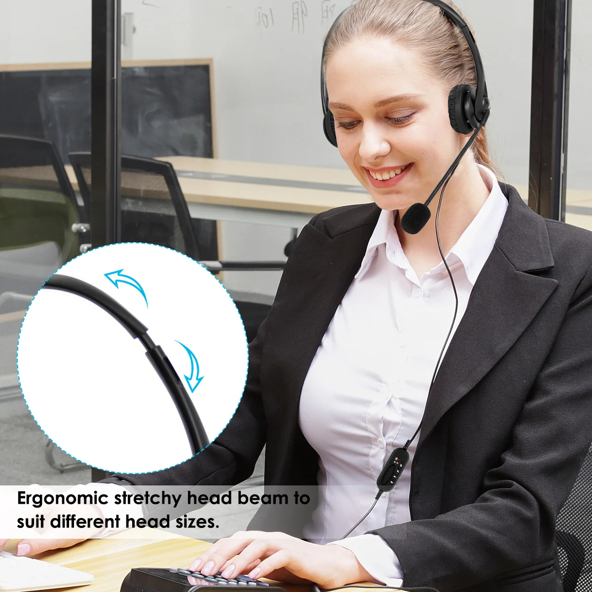 SOONHUA Wired Headphone USB Headset Earphone On Ear Headphones With Microphone For Laptop Desktop Corded Telephone