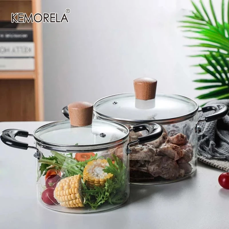 Glass saucepan Soup cooking pot vegetable salad noodle bowl flame explosion-proof cookware
