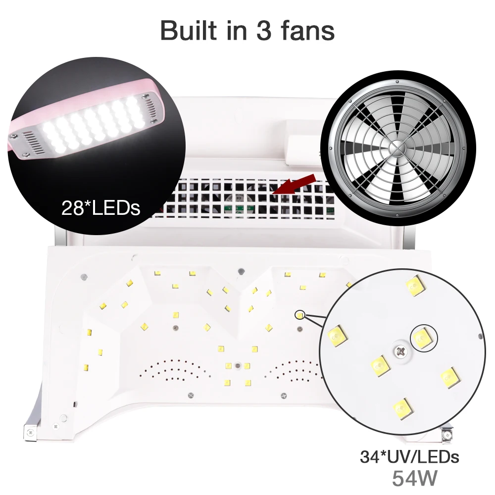 3-IN-1 54W Nail LED UV Lamp Vacuum Cleaner Suction Dust Collector 25000RPM Drill Machine Pedicure R - 4000341376137