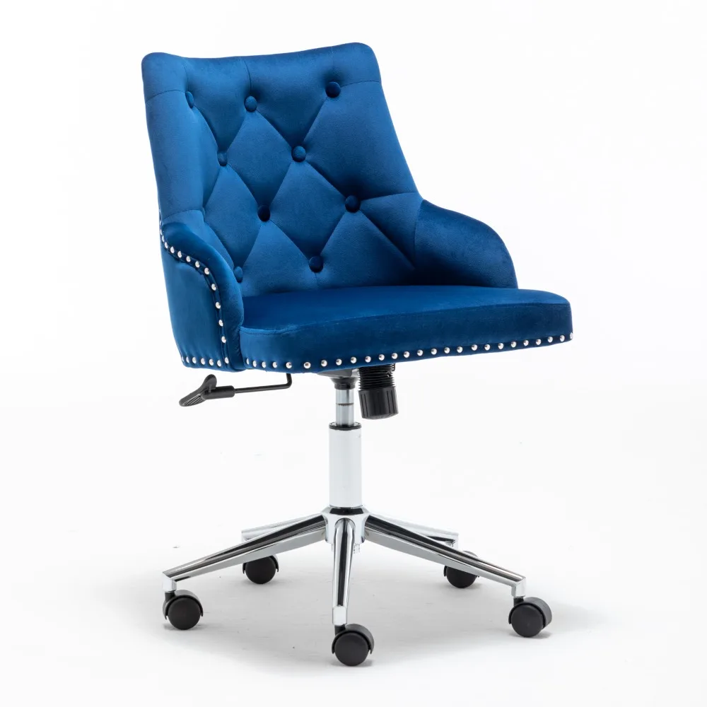 

Home High Back Office Task Chair Modern Design Velvet with Arms Pull Ring in Study Bedroom Furniture Pink/Blue/Grey[US-Stock]