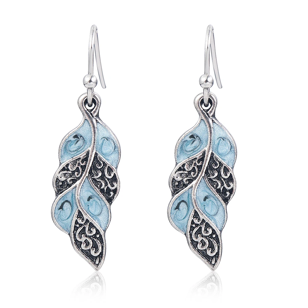 Серебряный Vintage Opal камень Ушные Крючки Висячие серьги в виде капель с Модные украшения Для женщин индийские украшения богемные серьги