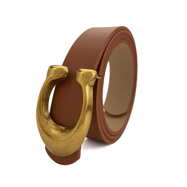 Fashion High Quality Women Leather Belts Retro Waist Strap Designer C Buckle Female Ladies Waistband All-match Jeans Belt camel
