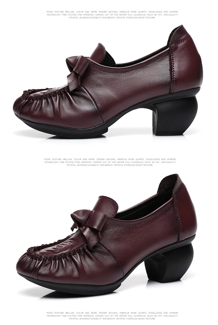 Tacones mujer; обувь на блочном каблуке; женские черные туфли-лодочки из натуральной кожи; женские туфли-лодочки в стиле ретро с узлом-бабочкой; sapato feminino; TSDFC