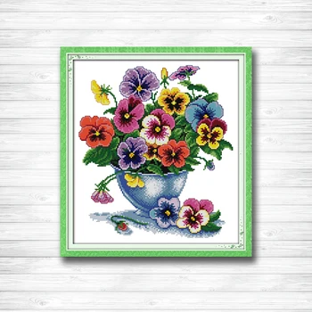 

Beautiful Six color flower DMC 14CT 11CT Cross Stitch Needlework Set Embroidery kits chinese cross stitch Home decor