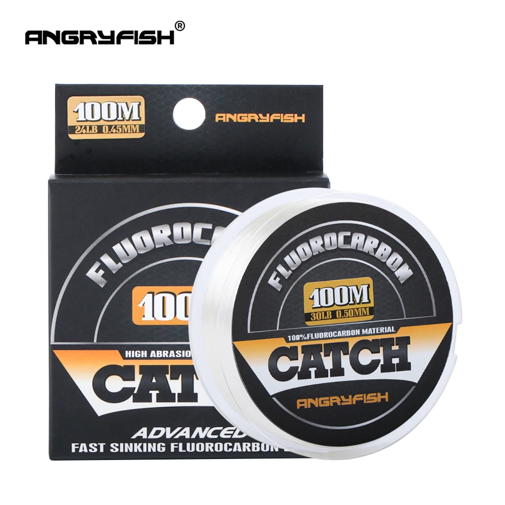 Angryfish 100% фторуглеродная рыболовная леска 100 м прозрачная Мононить из углерода