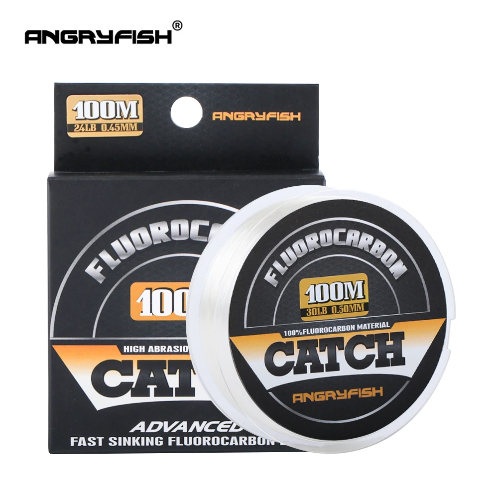 Angryfish 100% Fluorocarbon Fishing Line 100m Transparent Carbon  Monofilament Line Super Strong Free Shipping