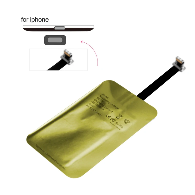 Импортный чип Qi Беспроводное зарядное устройство приемник для iphone 7 6s Plus 6 6s 5 Android Micro usb type C Беспроводное зарядное устройство приемник Pad катушка