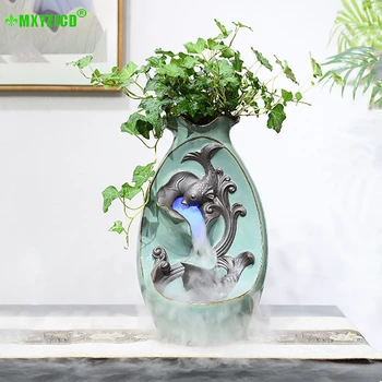 

Ceramic Flow Water Ornaments Fish Sculpture Crafts Atomization Ornaments Small-scale Waterfall Garden Micro Landscape Flower Pot