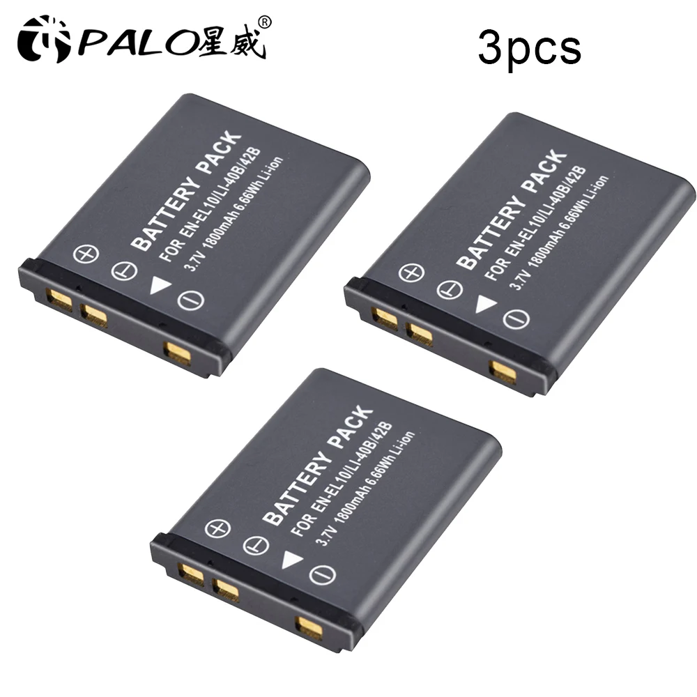 Новинка 1 шт. камера EL10 40B батарея 3,7 V 1800mah литий-ионная аккумуляторная батарея для OLYMPUS U700 U710 FE230 FE340 FE290 FE360 - Цвет: el10 40b x3