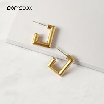 

Peri'sBox Solid Gold Square Earrings for Women Window Geometric Earrings Hoops Minimalist Hoop Earrings Gift for Her 2019 New