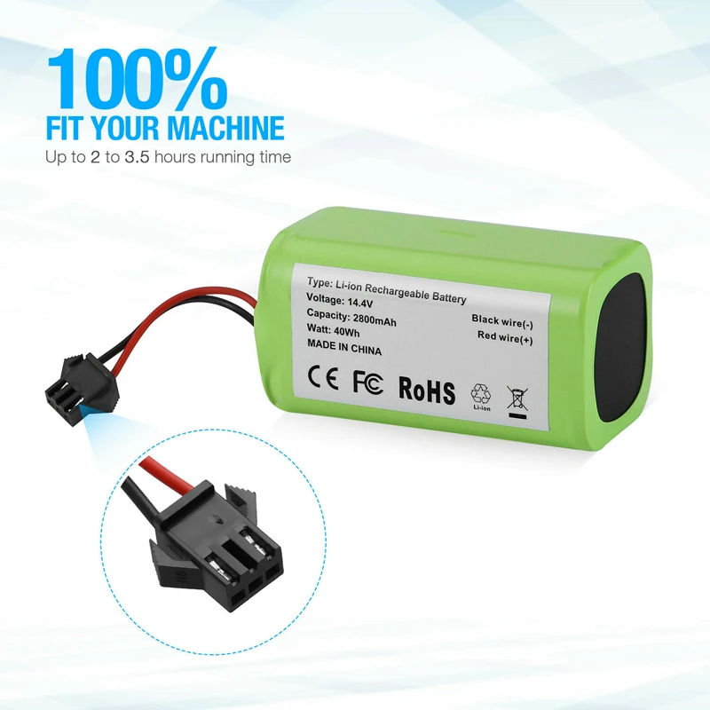 Литий-ионный аккумулятор для Cecotec Conga Excellence 14 4 2800 Ecovacs Deebot DN621 950 Eufy RoboVac 35C Panda i7 V710 1092