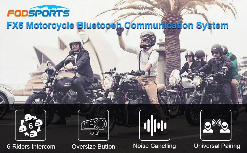 Fodsports Fx6 Motocicleta Capacete Intercom Bluetooth 5.0