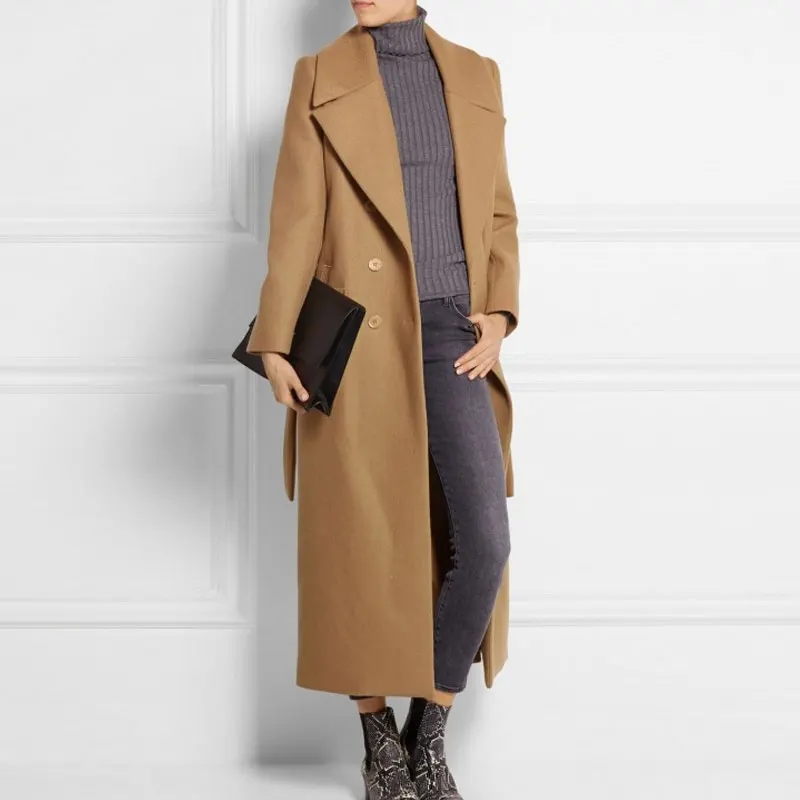 

casaco feminino 2019 UK Women Plus size Autumn Winter Cassic Simple Wool Maxi Long Coat Female Robe Outerwear manteau femme