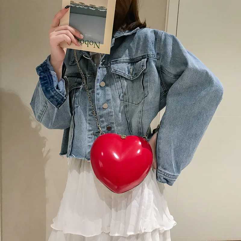 

New Style Heart Hard Case Heart Shape Bag Chain Youth Cute Western Style
