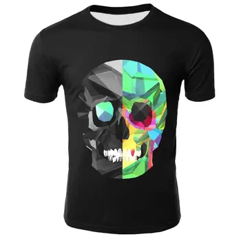 

Summer men's skull T-shirt casual O-neck short-sleeved T-shirt top hip-hop style clothes fashion street clothing skull 3D new T-