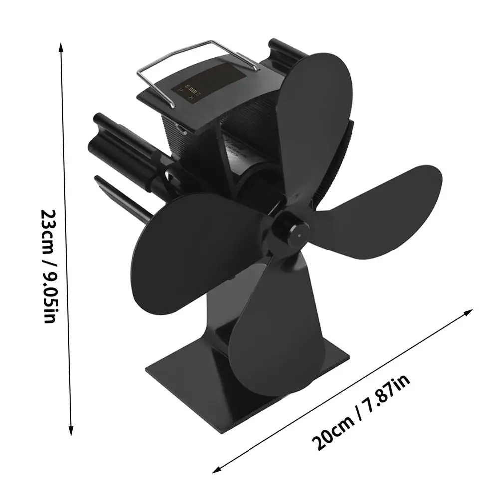 Камин дровяная печь с 4-Лопастной вентилятор горячий черный эко-ультра-тихий вентилятор без Батарея или Мощность с Температура Дисплей