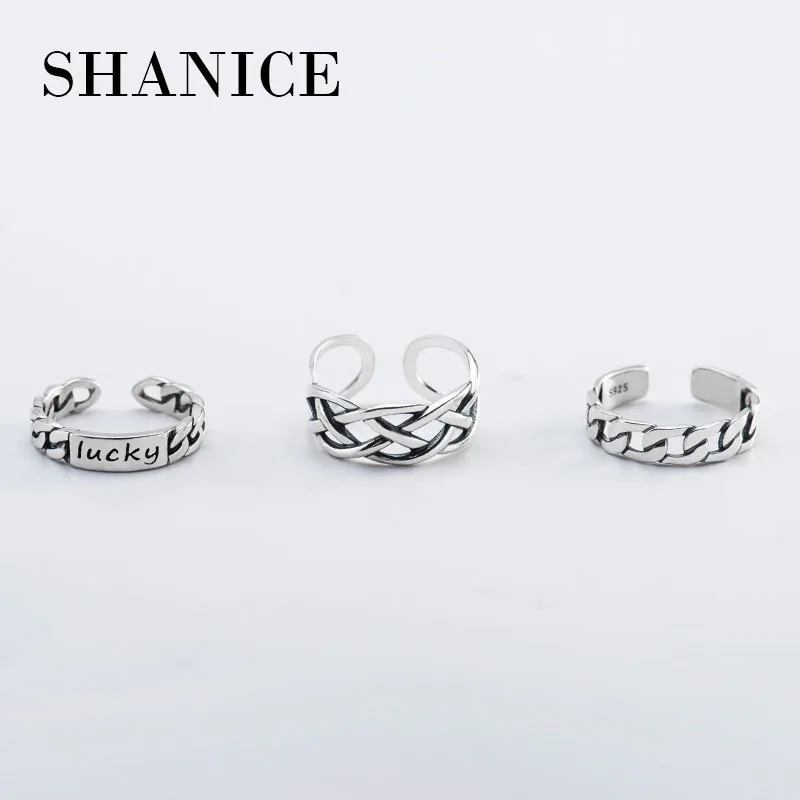 

SHANICE 925 Sterling Silver Open Ring Chain gorgeous Unisex Antique Vintage Opening Silver plated Finger Ring drop shipping