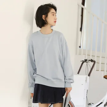

Fashion Women Round Neck Sweatshirts Spring Sold Color Sweatershirt clothes Soft Comfortable