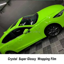 Высококачественная глянцевая виниловая Упаковка из кристаллов зеленого цвета с воздушным пузырьком, оберточная фольга для автомобиля