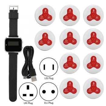 

Wireless Queue Calling System 2020 New Caregiver Wireless Pager Restaurant Paging System 1 Mobile Receiver+10 Silicone Pager