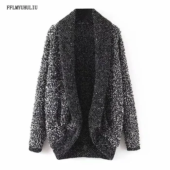 

Autumn and winter new sweater cardigan lapel loose long cardigan fashion casual ladies sweater
