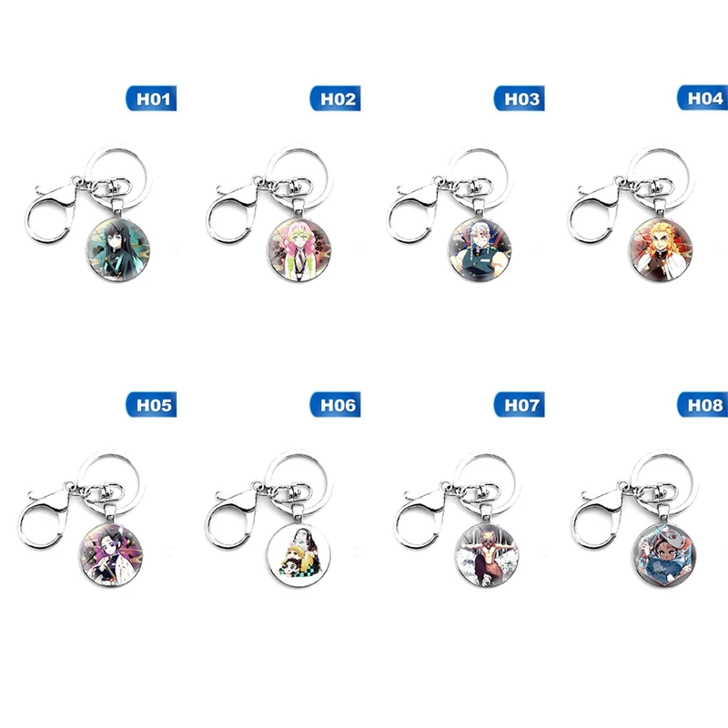 Anime Pendant For Backpacks Keychian Demon Slayer: Kimetsu no Yaiba Anime Time gem Keychain Key Rings