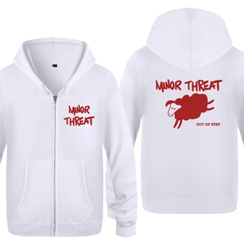 

MINOR THREAT Out Of Step Rock Music Hoodies Men 2018 Men's Fleece Zipper Cardigans Hooded Sweatshirts