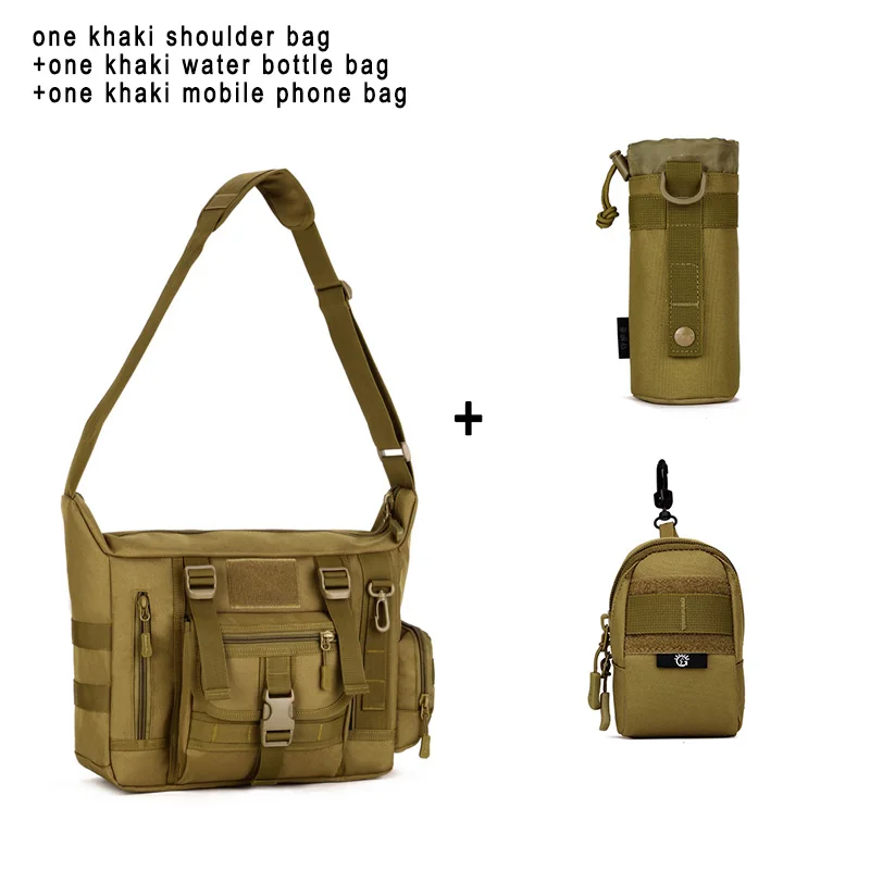 khaki set 1 Ноутбук с диагональю 14 дюймов Водонепроницаемый Слинг сумки на ремне, Тактическая Военная Сумка через плечо для мужчин, активный отдых, путешествия, скалолазание сумка - Цвет: khaki set 1