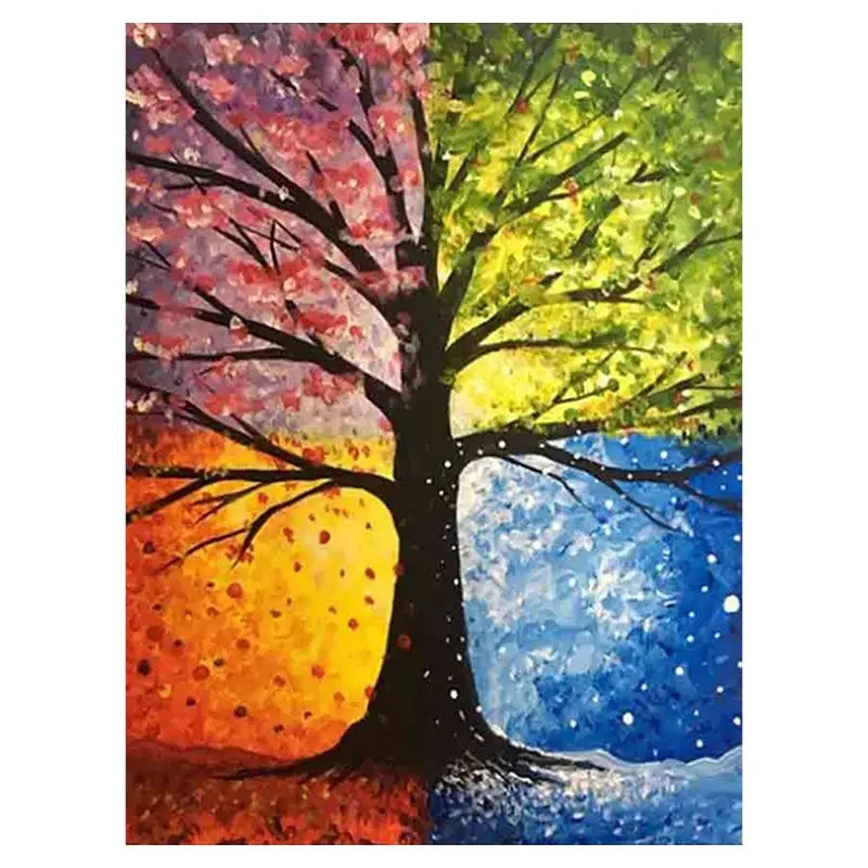 

Four Four Season Tree 5D round Shaped Diamond Painting Embroidery Needlework Rhinestone Crystal Cross Craft Stitch Kit - Home