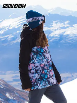 

2019 GSOU SNOW Women Ski Jacket Winter Coat Outdoor Sport Wear Windproof Waterproof Outdoor Sport Wear Super Warm Female Jacket