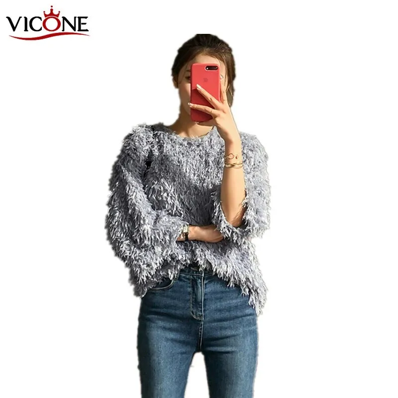 Round-neck comb-over shirt top girl 2020 Spring and Autumn Korean version of nine-point sleeve width loose casual shirt T - 4.00068E+12