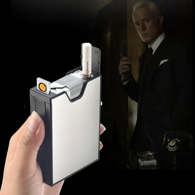 Портативный USB чехол для электронной сигареты с зажигалкой 20 шт сигарета весь пакет сигарет держатель сигареты коробка гаджеты для мужчин