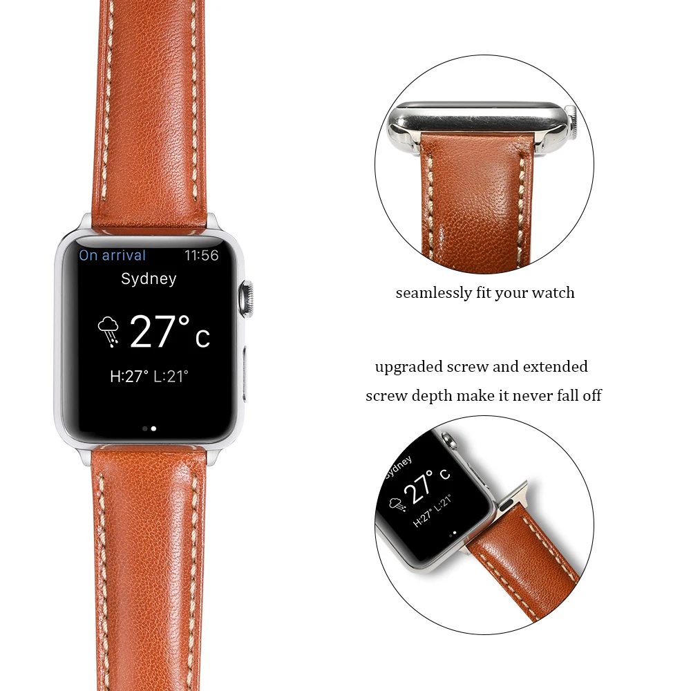 IStrap для наручных часов Apple Watch, версии с кожаным ремешком для Аксессуары для iwatch серии 1/2/3/4 часы ремешок 38 мм 40 мм 42 44 мм