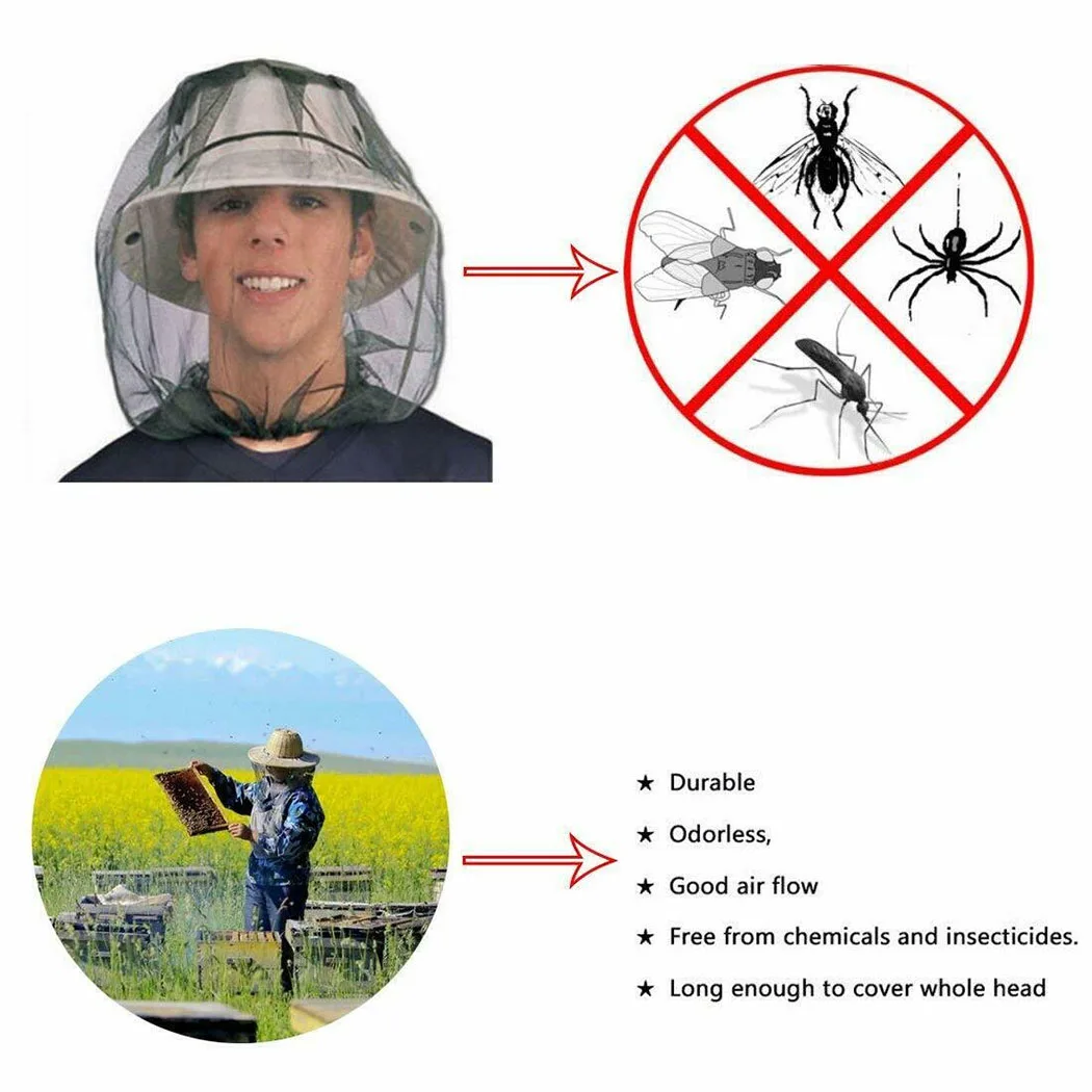 Сетка для защиты лица от насекомых, для путешествий, кемпинга, уличной рыбалки, кепка для пчел, насекомых, москитная сетка, дышащий чехол