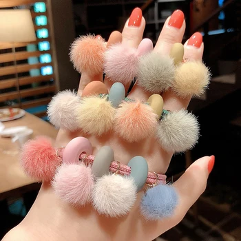 

Plush hair ring cute hair ball head rope female tie hair simple hair rope headdress rubber band small leather case