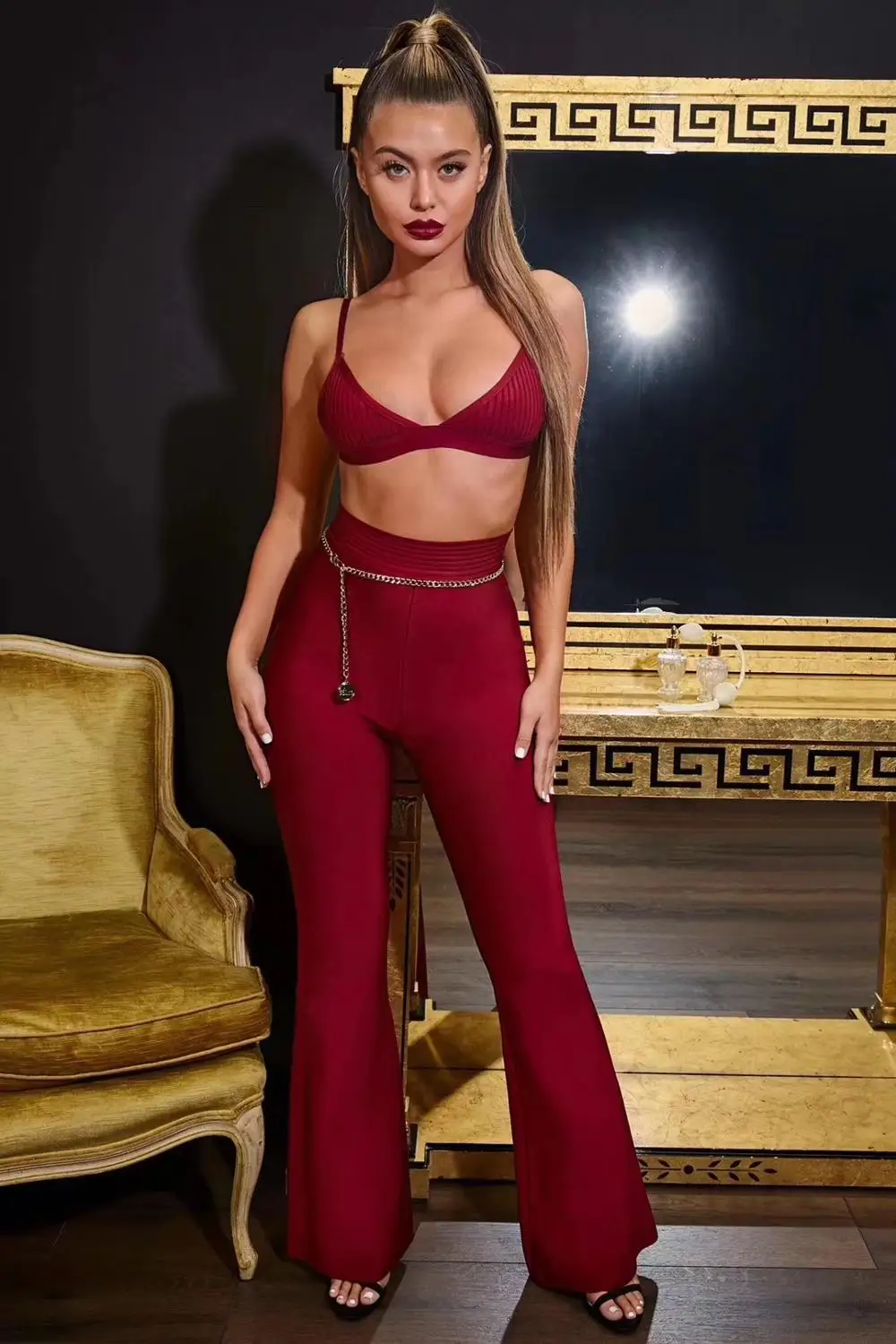 

New Fashion Sexy Women Sets Slip Bar Rayon Bandage Party Sets Top Quality waer