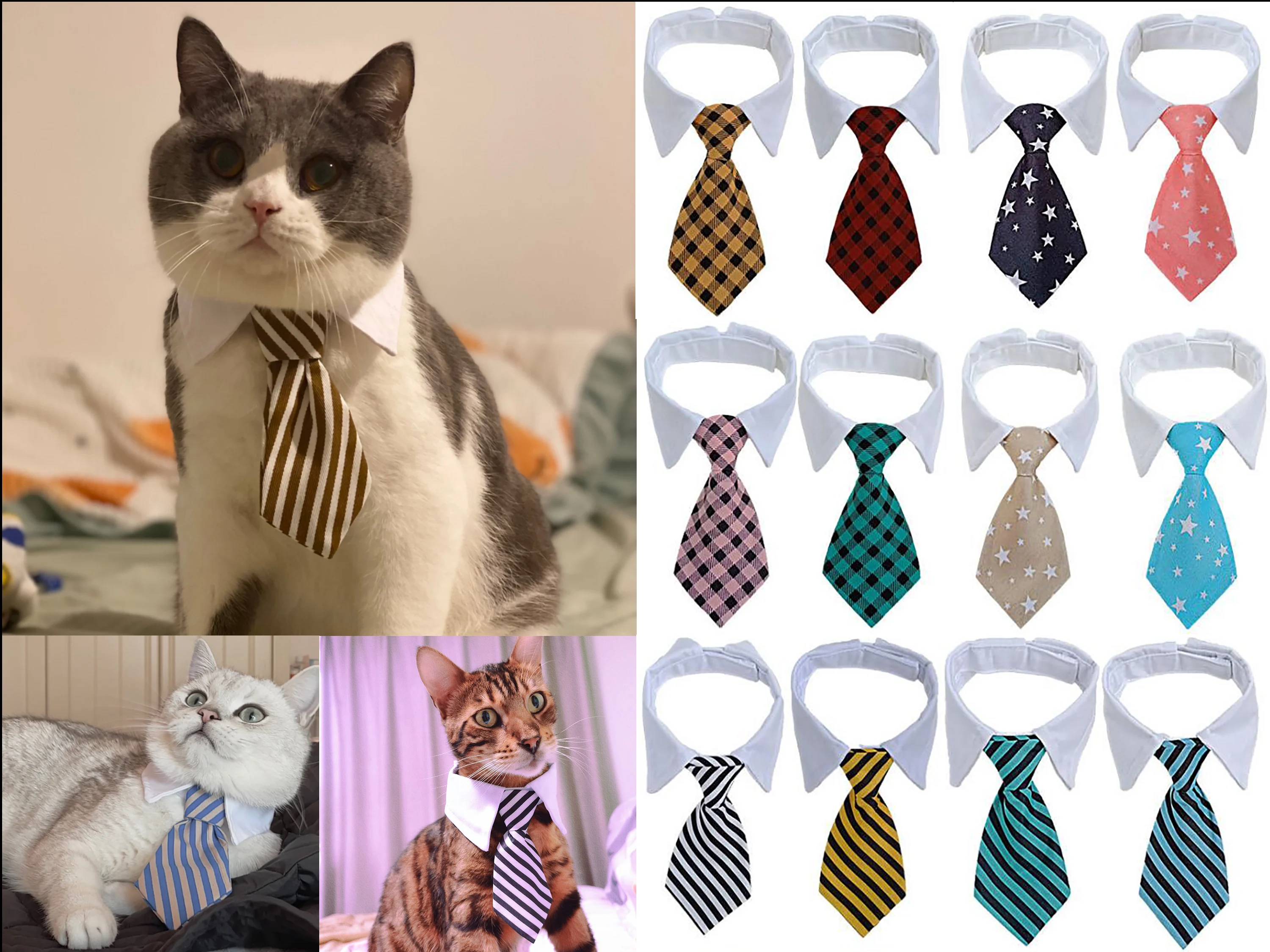 

Pet Dog Cat Striped Bow Tie Animal Striped Bowtie Collar Pets Adjustable Neck Tie Collar Dogs Necktie For Party Wedding Gift