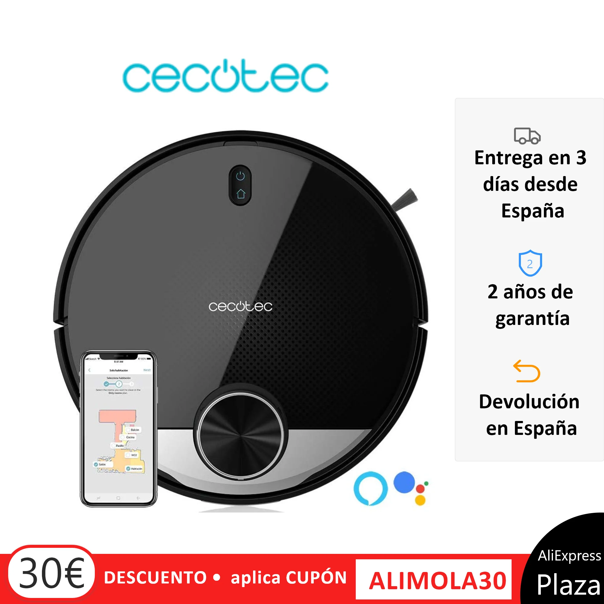 Cecotec Robot Aspirador Conga. Elige 5090 - 4090 - 3690 - 3490 - 3290 Gestión, Aspira, Barre, Friega, cepillo jalisco